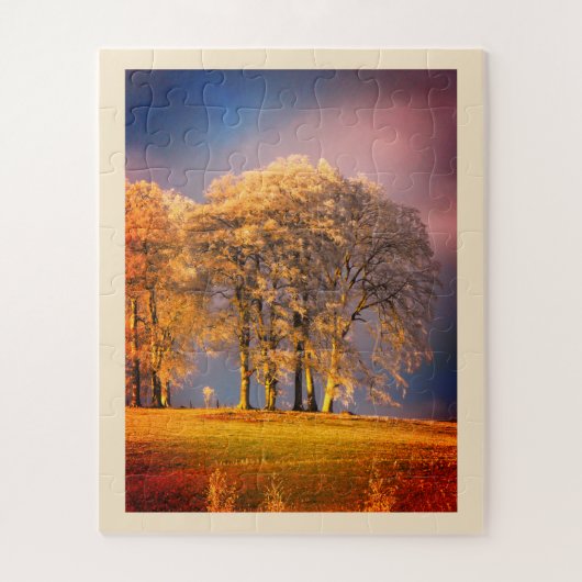 Bomen op een koude ochtend legpuzzel (Verticaal)