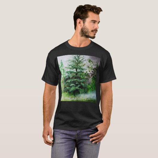 Bomen op een mistige dag t-shirt (Voorkant volledig)