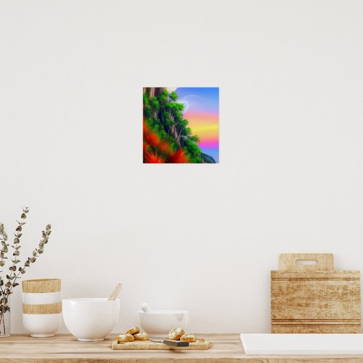 Bomen op een Poster aan de bergkant (Keuken)