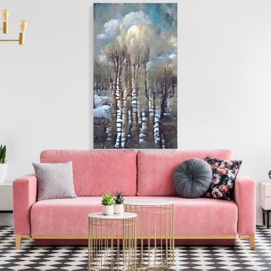 Bomen op een winterdag canvas afdruk (Insitu (Woonkamer))