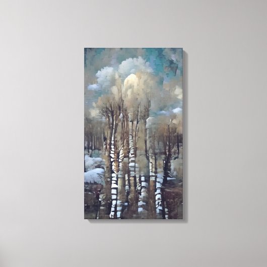 Bomen op een winterdag canvas afdruk (Voorkant)