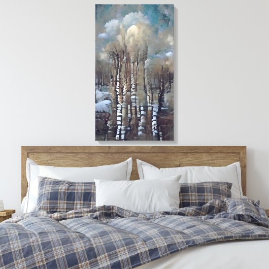 Bomen op een winterdag canvas afdruk (Insitu (Slaapkamer))