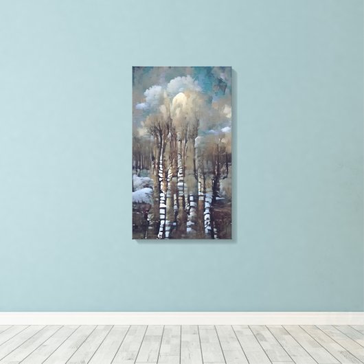 Bomen op een winterdag canvas afdruk (Insitu (Houten vloer))