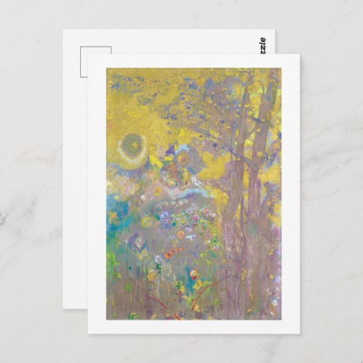 Bomen op gele achtergrond, Redon Briefkaart (Voorkant / Achterkant)