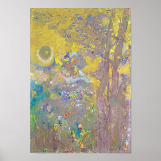 Bomen op gele achtergrond, Redon Poster (Voorkant)
