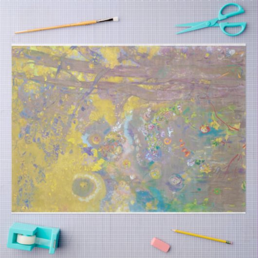 Bomen op gele achtergrond, Redon Tissuepapier (Craft)