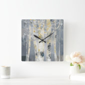 Bomen op grijze achtergrond 6 vierkante klok (Huis)