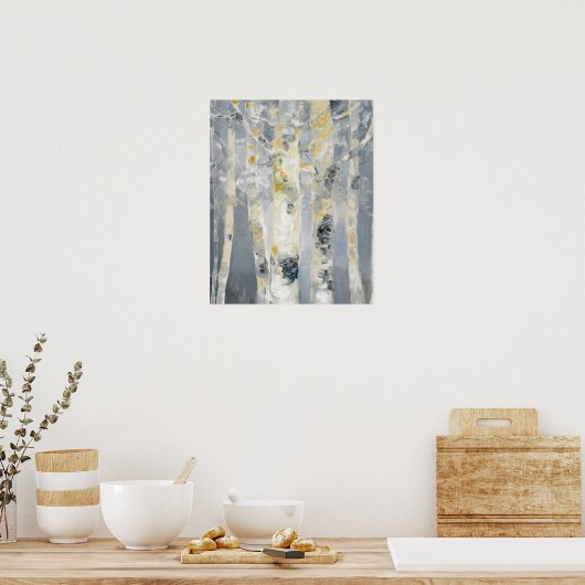 Bomen op grijze achtergrond poster (Keuken)