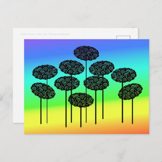 Bomen op het Briefkaart van de Rainbow Sky (Voorkant / Achterkant)