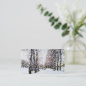 Bomen op het platteland sneeuwlandschapsfotokaarte visitekaartje (Staand voorkant)