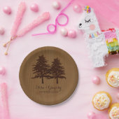 Bomen op hout bruin bos bruiloft papieren bordje (Feest)