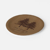 Bomen op hout bruin bos bruiloft papieren bordje (Gekanteld)