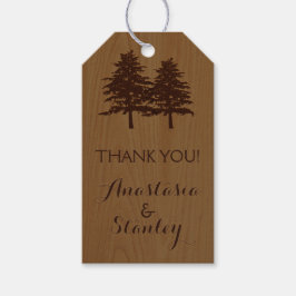 Bomen op houtbos bruiloft Hartelijk dank Cadeaulabel