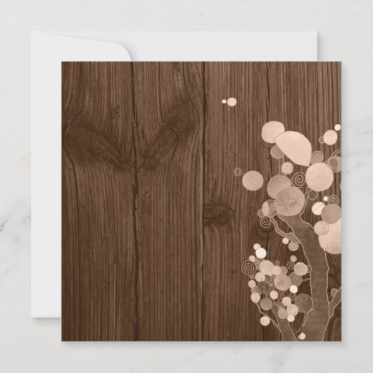 Bomen op Rustic Wood Grain Wedding Shower Kaart (Achterkant)
