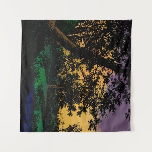 Bomen op zonsondergang wandkleed (Voorkant (horizontaal))