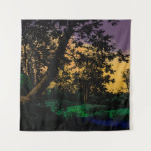 Bomen op zonsondergang