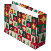 Bomen Ornamenten en Sterren Pleinen Groot Cadeauzakje (Voorkant Gekanteld)