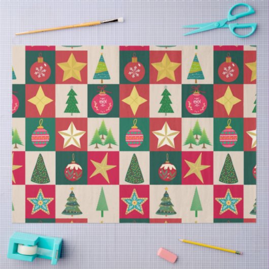 Bomen Ornamenten en Sterren Pleinen Tissuepapier (Craft)
