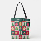 Bomen Ornamenten en Sterren Pleinen Tote Bag (Achterkant)