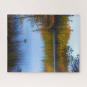 bomen over een meer in de puzzel van de herfst legpuzzel (Horizontaal)