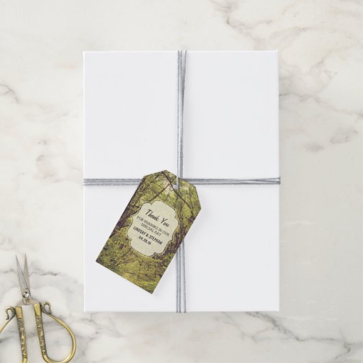 Bomen Pad Bruiloft Dank u Cadeaulabel (Met Touw)