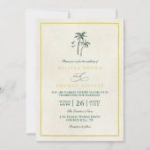 Bomen Palm Kust Drift Strand Elegant Trouwen Kaart (Voorkant)