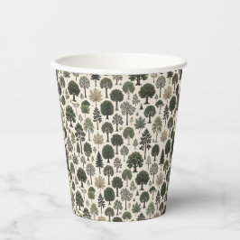 Bomen Patroon Papieren Bekers