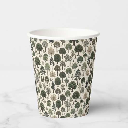 Bomen Patroon Papieren Bekers (Voorkant)