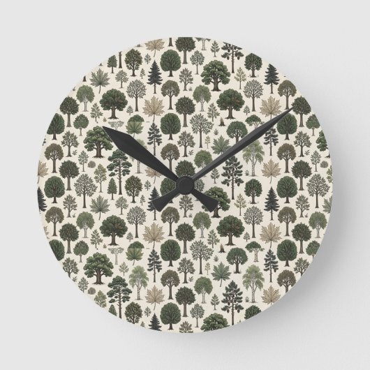 Bomen Patroon Ronde Klok (Voorkant)