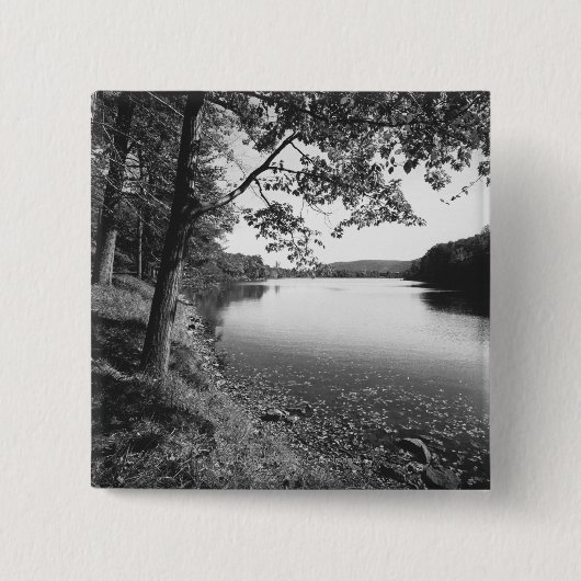 Bomen per rivier B&W Vierkante Button 5,1 Cm (Voorkant)
