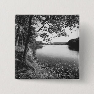 Bomen per rivier B&W Vierkante Button 5,1 Cm