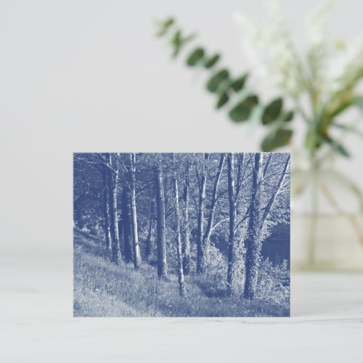 Bomen per rivier - Cyanotype-effect Briefkaart (Staand voorkant)