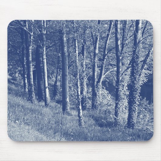 Bomen per rivier - Cyanotype-effect Muismat (Voorkant)