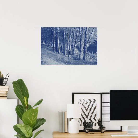 Bomen per rivier - Cyanotype-effect Poster (Thuiskantoor)