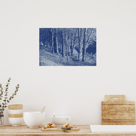 Bomen per rivier - Cyanotype-effect Poster (Keuken)