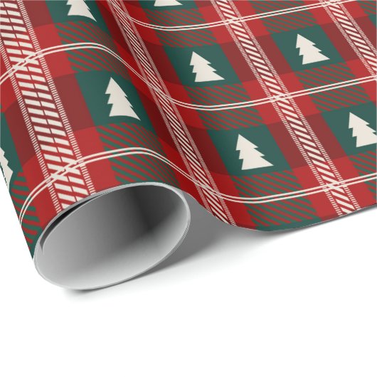 Bomen Plaid Pattern Cadeaupapier (Rol Hoek)
