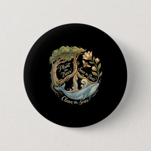 Bomen planten redden de bijen vredesteken aardse d ronde button 5,7 cm
