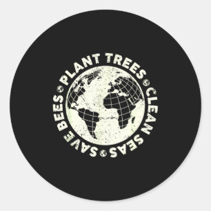 Bomen planten schone zeeën redden bijen aarde dag ronde sticker