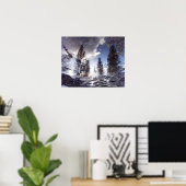 Bomen reflecteren in regenplas water poster (Thuiskantoor)