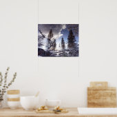 Bomen reflecteren in regenplas water poster (Keuken)