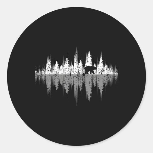 Bomen Reflection Wilde Natuur Dierlijke Beer Outdo Ronde Sticker (Voorkant)