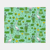 Bomen, reigers, lelies: zwerm. fleece deken (Voorkant (Horizontaal))