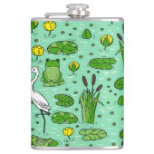 Bomen, reigers, lelies:  zwerm. heupfles (Voorkant)