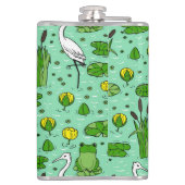 Bomen, reigers, lelies:  zwerm. heupfles (Achterkant)