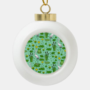 Bomen, reigers, lelies: zwerm. keramische bal ornament