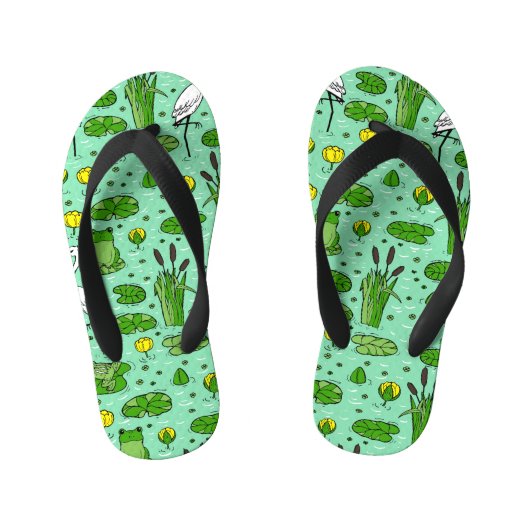 Bomen, reigers, lelies:  zwerm. kinder teenslippers (Voetbed)