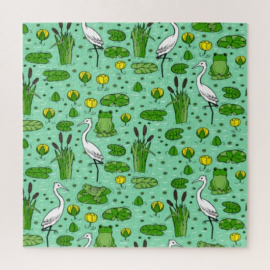 Bomen, reigers, lelies:  zwerm. legpuzzel (Verticaal)