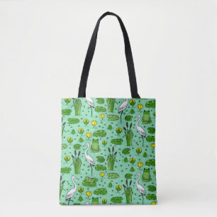 Bomen, reigers, lelies: zwerm. tote bag