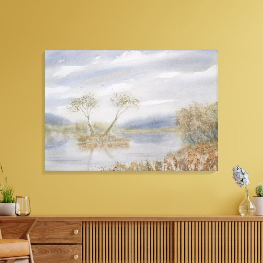 Bomen ruziën Waterverf Landschap Canvas Afdruk (Insitu (Woonkamer))