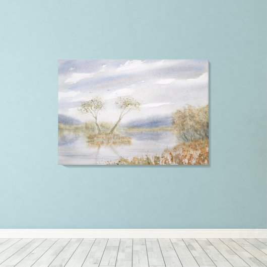 Bomen ruziën Waterverf Landschap Canvas Afdruk (Insitu (Houten vloer))